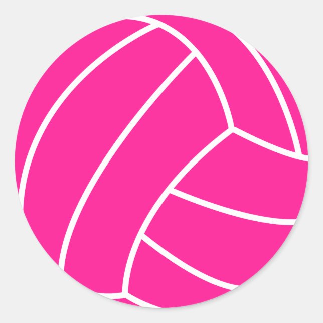 Hot Pink Volleyball Classic Round Sticker (Front)