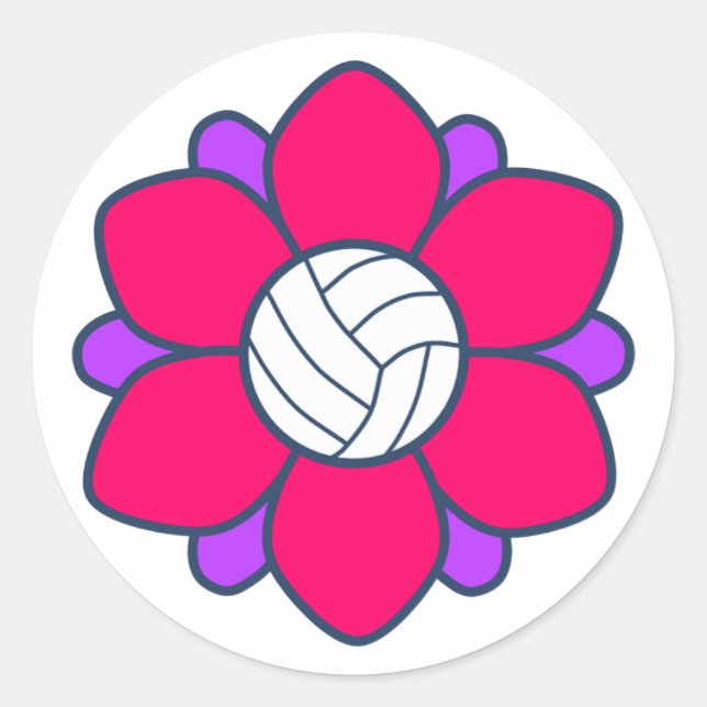 Hot Pink Volleyball Girl Classic Round Sticker (Front)