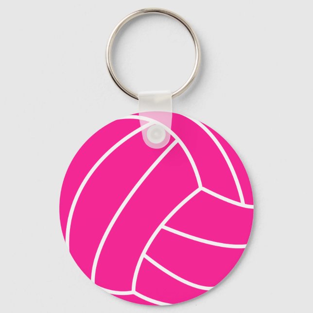Hot Pink Volleyball Key Ring (Front)