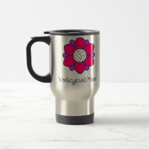 Hot Pink Volleyball Mum Travel Mug