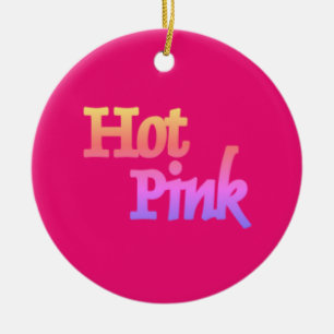 Hot Pink w name ceramic round ornament