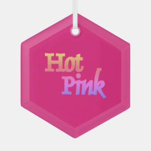 Hot Pink w name glass hexagon ornament