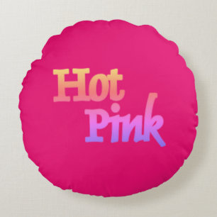 Hot Pink w name round poly throw pillow