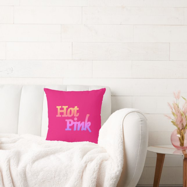 Hot Pink w name square throw pillow (Couch)