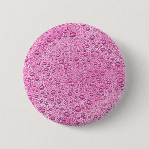 Hot pink water droplets 6 cm round badge