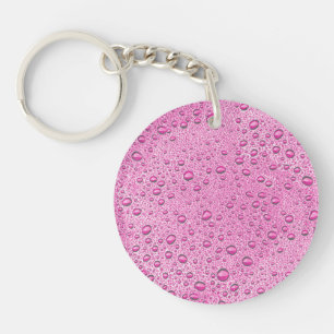 Hot pink water droplets key ring