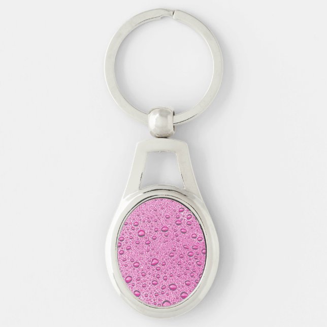 Hot pink water droplets key ring (Front)
