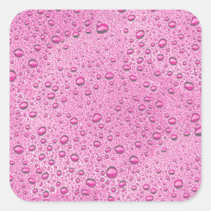 Hot pink water droplets square sticker