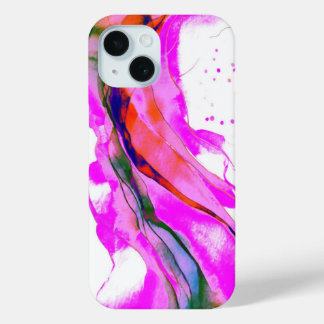 Hot pink watercolor iPhone 15 case