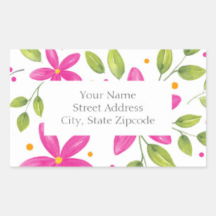 Hot Pink Watercolor Floral Bouquet labels
