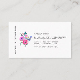 Hot-Pink Watercolor Floral Business Card
