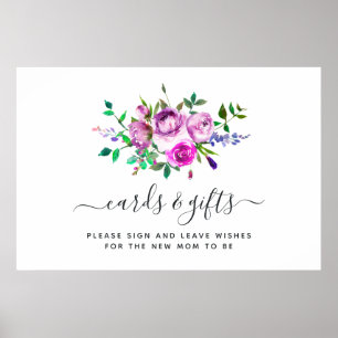 Hot-Pink Watercolor Floral Cards and Gifts Poster