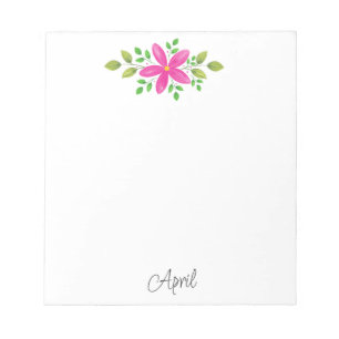 Hot Pink Watercolor Floral Swag Notepad