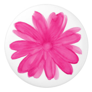 'Hot Pink Watercolor Flower 2' Ceramic Knob