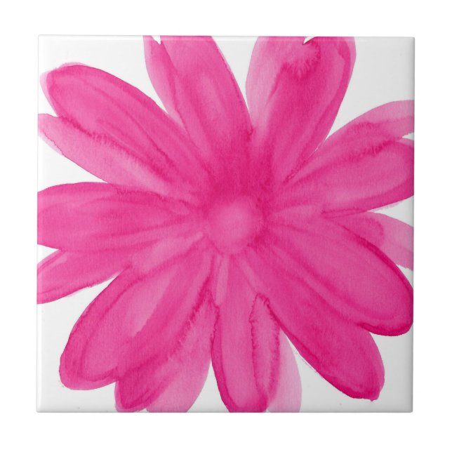 Hot Pink Watercolor Flower Tile (Front)