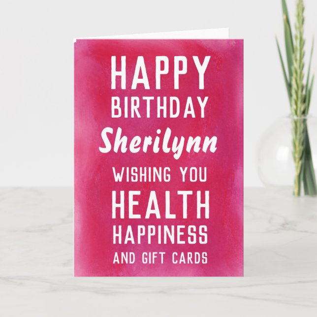 Hot Pink Watercolor Funny Birthday Card (Front)