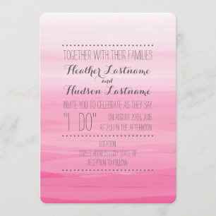 Hot Pink Watercolor Inspired Ombre Wedding Invitation