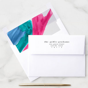 Hot Pink Watercolor Lined Envelope
