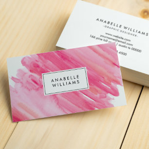 Hot Pink Watercolor Modern Business Card