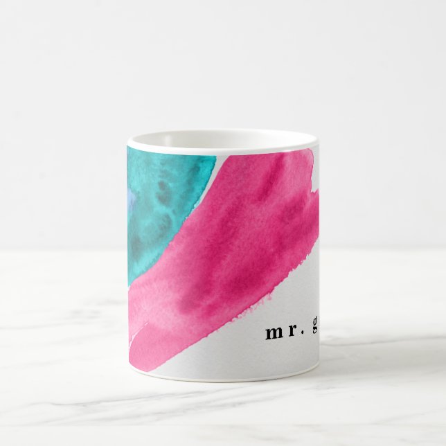 Hot Pink Watercolor Personalised Coffee Mug (Center)