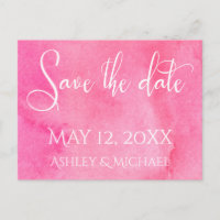 Hot Pink Watercolor Typography Save the Date 2