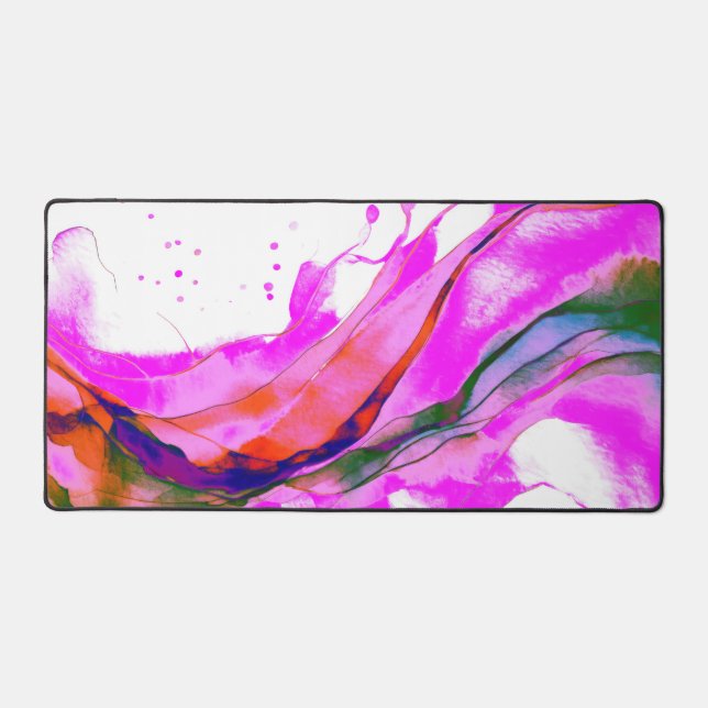 Hot pink watercolors  desk mat (Front)