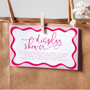 Hot Pink Wavy Border Unwrapped Gift Bridal Shower Enclosure Card