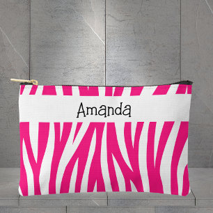 Hot Pink Wavy Zebra Stripe Accessory Pouch