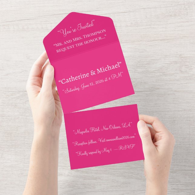 Hot Pink Wedding Invite | Bold Modern Style (Tearaway)