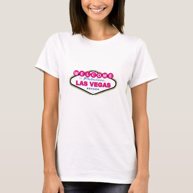 Hot Pink Welcome to Fabulous Las Vegas Baby Doll T T-Shirt (Front)