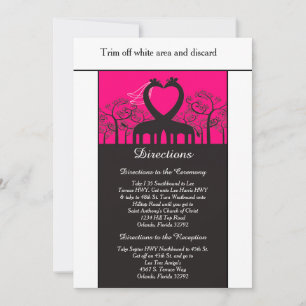 Hot Pink Whimsical Giraffe 3.5x6 Directions Card