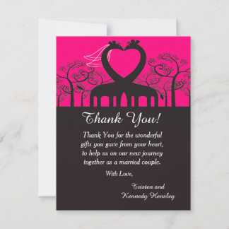 Hot Pink Whimsical Giraffe 4x5 Flat Thank You Card