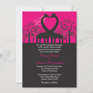 Hot Pink Whimsical Giraffe 5x7 Wedding Invitation