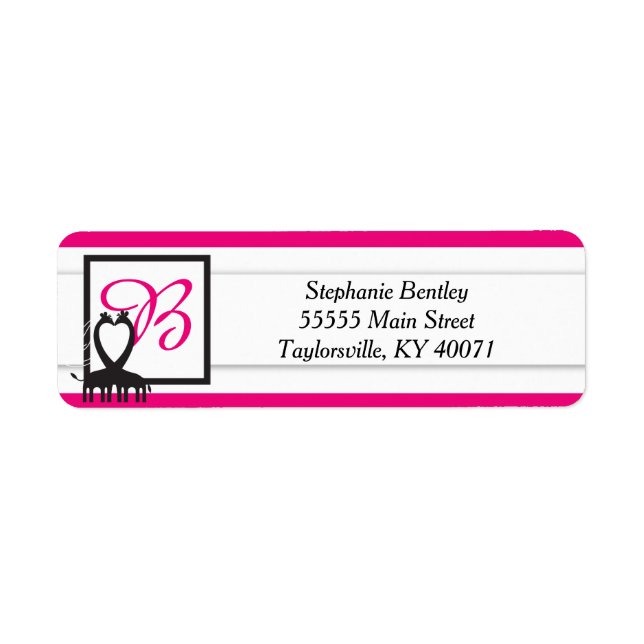 Hot Pink Whimsical Giraffe Return Address Label (Front)