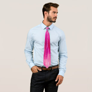 Hot Pink White Abstract Art Modern Trendy Neon  Tie