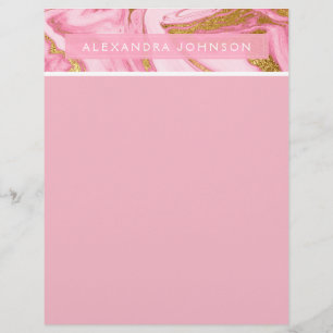 Hot Pink, White and Gold Foil Modern Marble