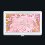 Hot Pink, White and Gold Foil Sparkle Marble Business Card Holder<br><div class="desc">Hot Pink, White and Gold Foil Sparkle Marble Minimalist Business Card Holder with gold hand lettered typography for the monogram. The Modern Hot Pink, White and Gold Foil Sparkle Marble Swirl Business Card Holder is perfect for any profession. If you need the name text does not fit your needs, please...</div>