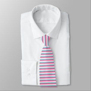 Hot Pink, White and Pastel Blue Stripes Tie