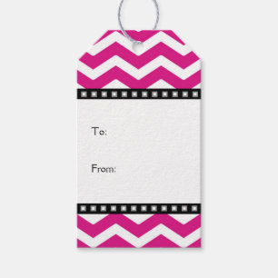 Hot Pink White Black Chevron Gift Tags