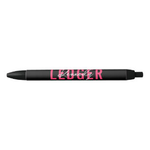Hot Pink White Black Name In Signature Script Black Ink Pen
