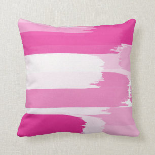 Hot Pink White Brushstrokes Throw Pillow