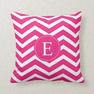 Hot Pink White Chevron Monogram Cushion