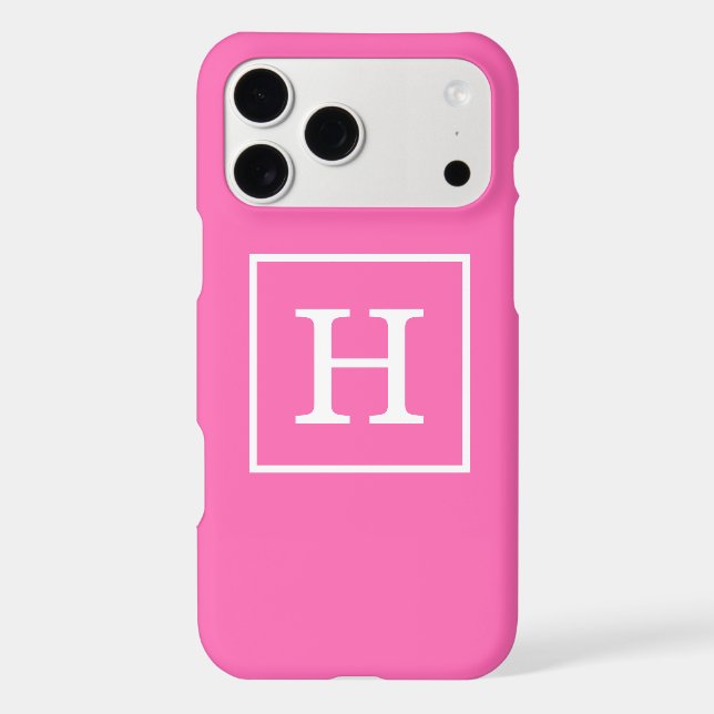 Hot Pink White Framed Initial Monogram (Back)