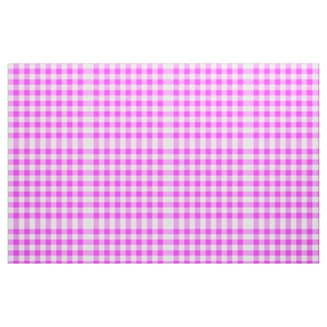 Hot Pink & White Gingham Block Pattern Fabric (Fat Quarter)