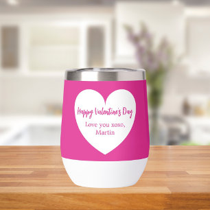 Hot pink white heart Valentine's Day