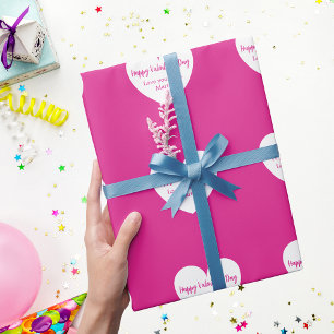 Hot pink white hearts Valentine's Day Wrapping Paper