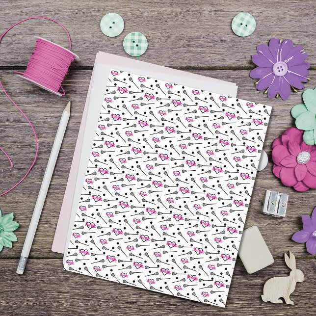 Hot Pink White Lacrosse Sticks & Hearts Scrapbook (Creator Uploaded)