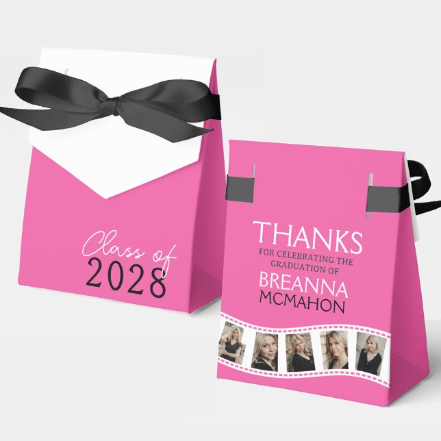 Hot Pink & White Photo Collage Filmstrip Favour Bo Favour Box (Creator Uploaded)