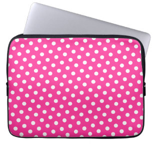 Hot Pink & White Polka Dot Laptop Sleeve