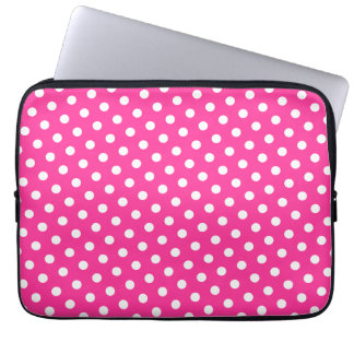 Hot Pink & White Polka Dot Laptop Sleeve